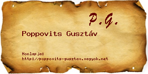 Poppovits Gusztáv névjegykártya